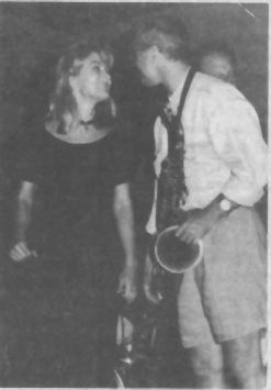 Susan McGeary, left, and Murphy discuss arrangements