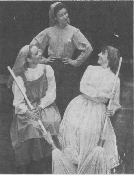Tradition-defying daughters, from left, Chava (Sally Myers), Tzeitel (Colette Delaney), and Hodel (Tonilyn Hornunug)