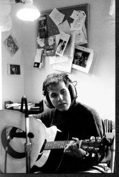 Lawson working on <i>Ham Days</i>. Photo by Theresa Carpenter